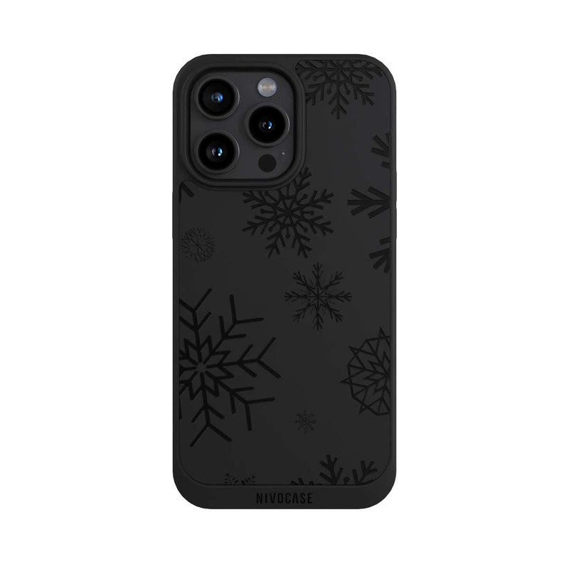 iPhone 15 Pro Max NIVOpure Flocons de Neige Bleus sans Fond