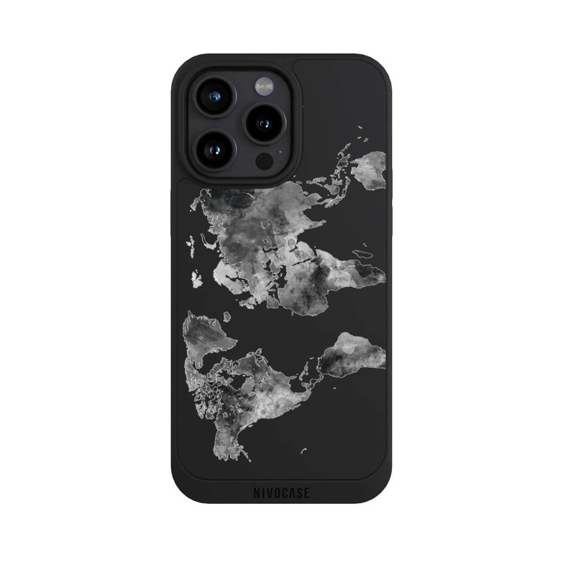 iPhone 15 Pro Max NIVOpure World Map Black Transparent
