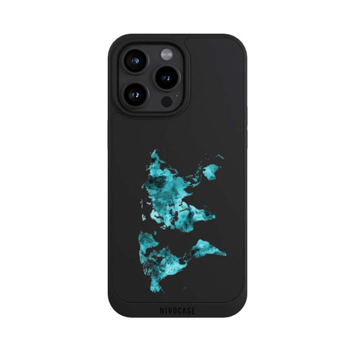 Apple iPhone 15 Pro Max NIVOpure Carte du monde Teal Transparent