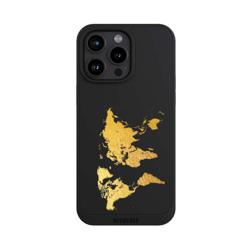 Apple iPhone 15 Pro Max NIVOpure World Map Gold Transparent