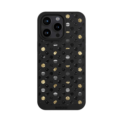 Apple iPhone 15 Pro Max NIVOpure Gold Black Polka Dots