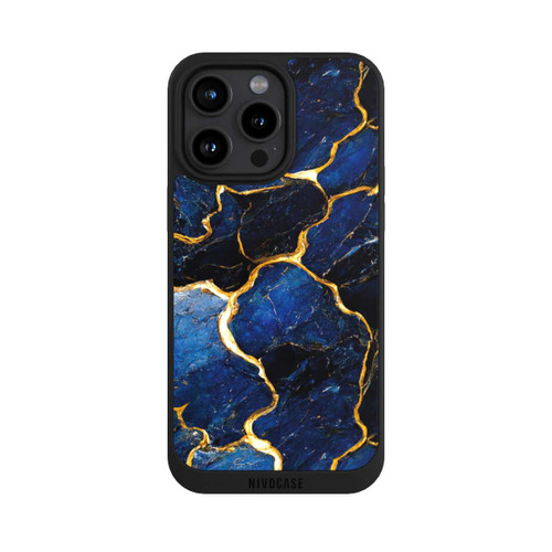 Apple iPhone 15 Pro Max NIVOpure Blaue Marmor Gold Druck