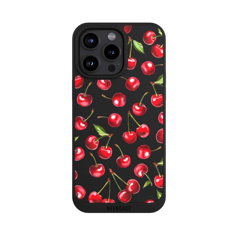 iPhone 15 Pro Max NIVOpure Cherry Pattern Transparent With AI