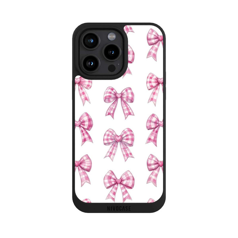 iPhone 15 Pro Max NIVOpure Pink Gingham Hearts and Bows