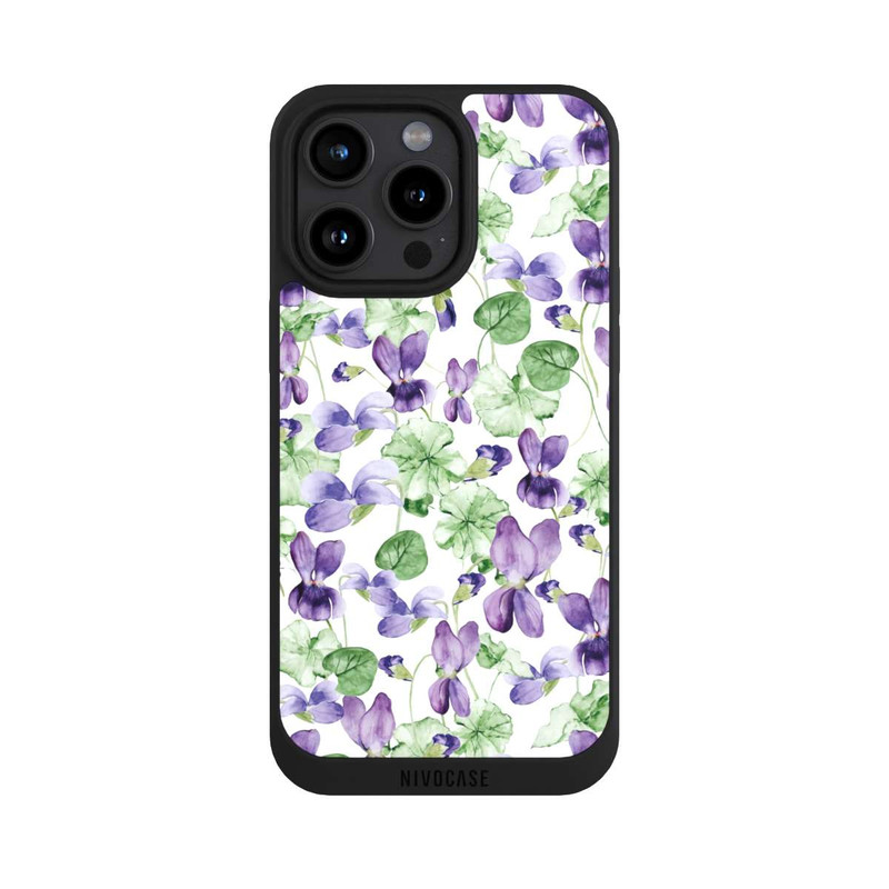 iPhone 15 Pro Max NIVOpure Purple Wildflowers Pattern Watercolor