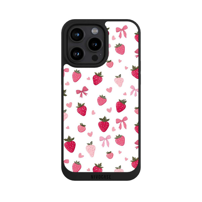 iPhone 15 Pro Max NIVOpure Erdbeer Herz Schleifen Muster Pink