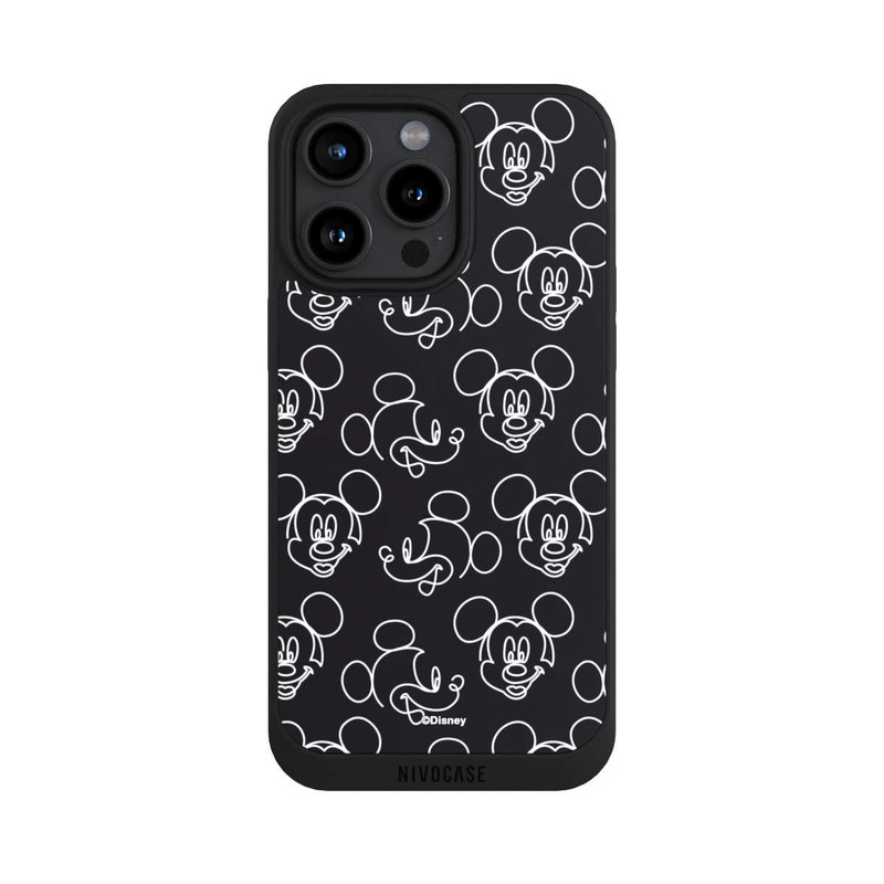 iPhone 15 Pro Max NIVOpure Disney Mickey Faces Black Line Art Pattern