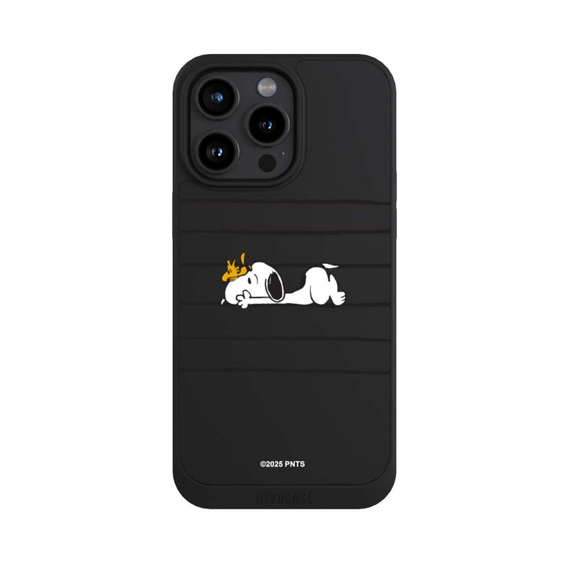 iPhone 15 Pro Max NIVOpure Snoopy Woodstock Streifen Peanuts Transparent