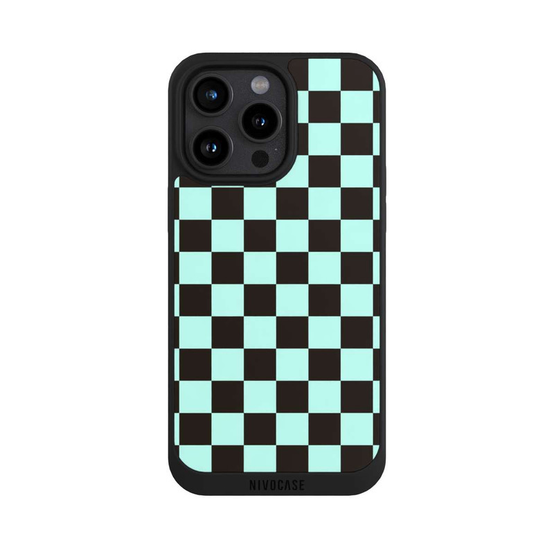 iPhone 15 Pro Max NIVOpure Checked Pattern Blue Brown