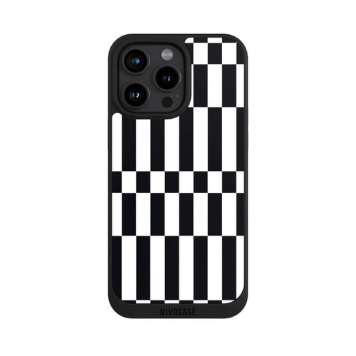 Apple iPhone 15 Pro Max NIVOpure Checked Abstract Bold Black and White Color Block
