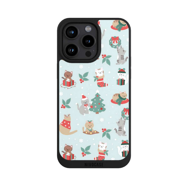iPhone 15 Pro Max NIVOpure festliche Katzen im Winterwunderland