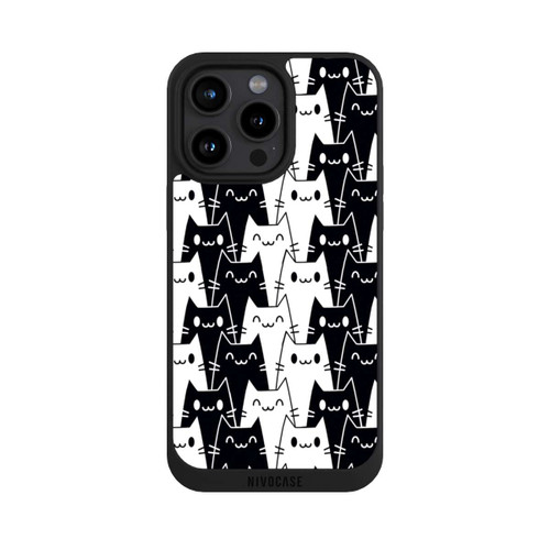 Apple iPhone 15 Pro Max NIVOpure Katzentapete Schwarz Weiß