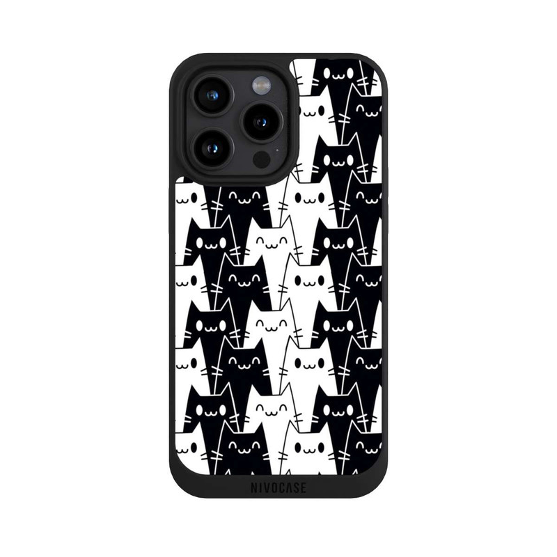 iPhone 15 Pro Max NIVOpure Katzentapete Schwarz Weiß