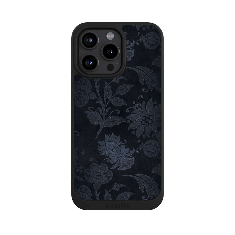 iPhone 15 Pro Max NIVOpure  Silberne Blumen auf Samt