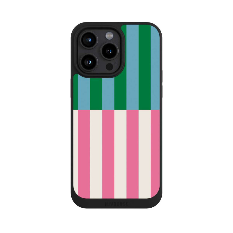 iPhone 15 Pro Max NIVOpure Motif Rayé Vert Rose