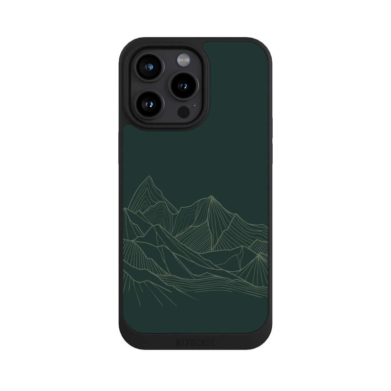 iPhone 15 Pro Max NIVOpure Berg Line Art Grün