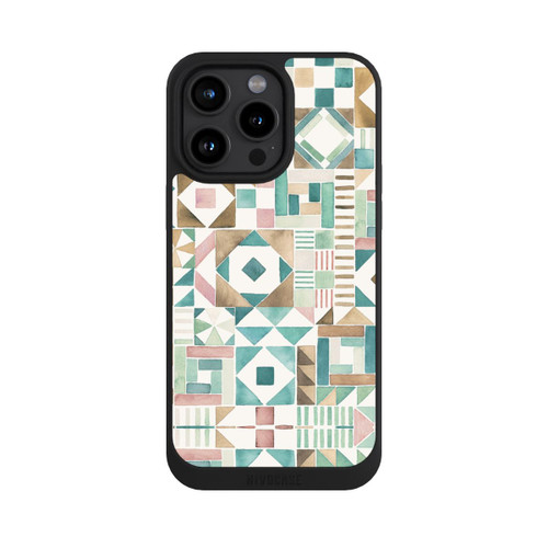 Apple iPhone 15 Pro Max NIVOpure Geometric Blocks Retro Vintage Patchwork Green