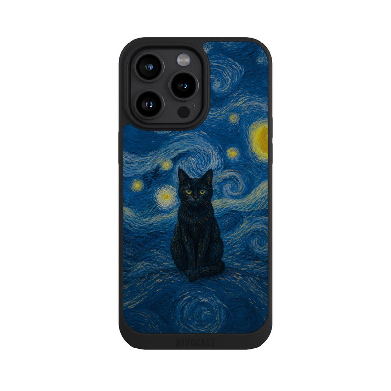 iPhone 15 Pro Max NIVOpure La Nuit étoilée de Vincent van Gogh avec un chat avec l'IA