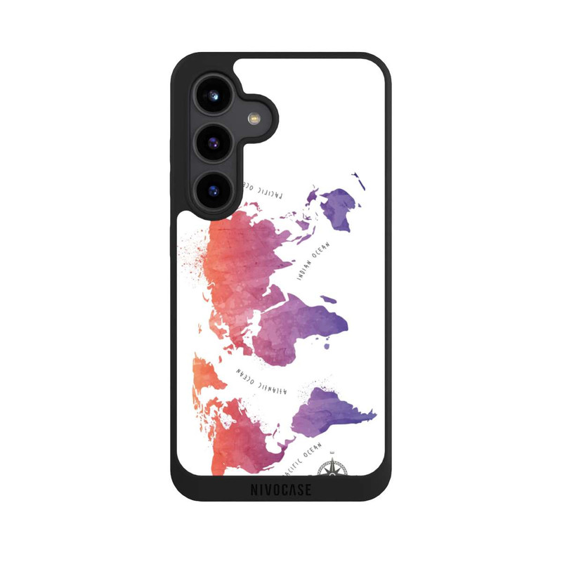 Galaxy S24 NIVOpure Aquarell Weltkarte weiß