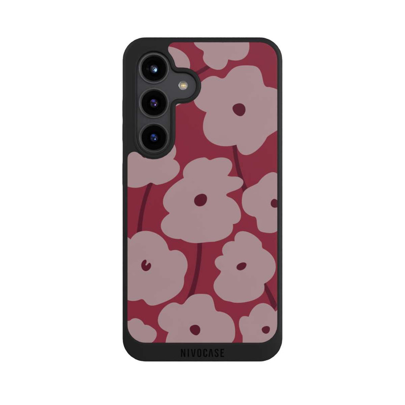 Galaxy S24 NIVOpure Minimalistische Blumen Bordeaux