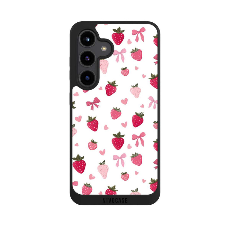 Galaxy S24 NIVOpure Erdbeer Herz Schleifen Muster Pink