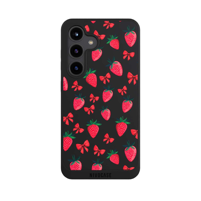 Galaxy S24 NIVOpure Strawberry Heart Ribbon Pattern Transparent