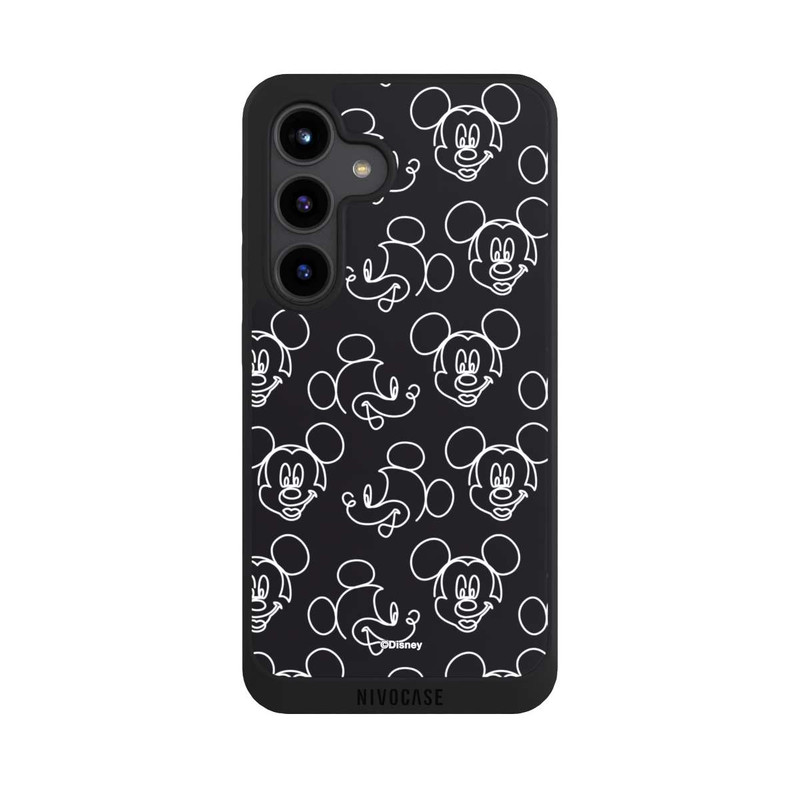 Galaxy S24 NIVOpure Disney Mickey Faces Black Line Art Pattern