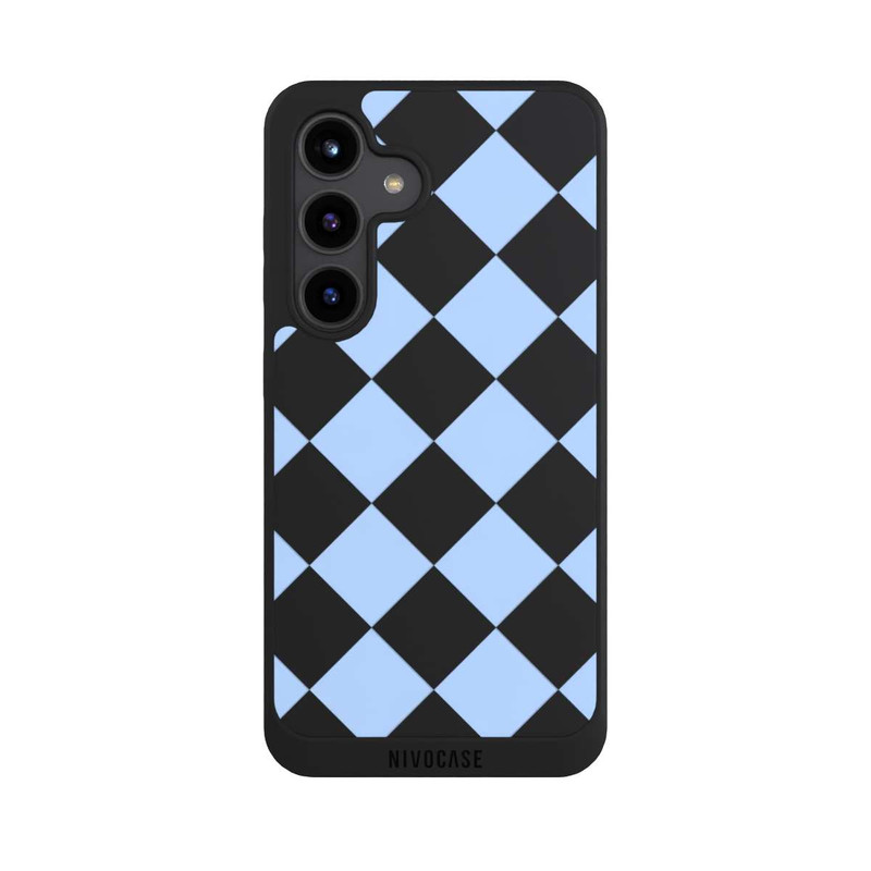 Galaxy S24 NIVOpure Checked Pattern Light Blue without Background