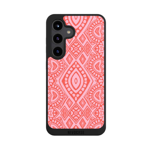 Samsung Galaxy S24 NIVOpure Boho Geometric Intricate Tribal Design in Shades of Pink