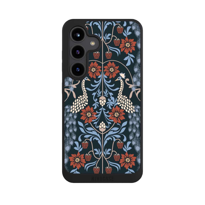 Galaxy S24 NIVOpure Vintage Peacock Garden Arts and Crafts Floral Dark