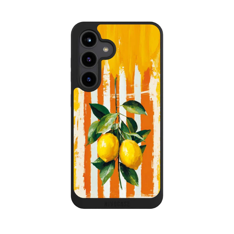 Galaxy S24 NIVOpure Zitronen auf gestreiftem Hintergrund Sommer mit KI