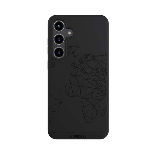 Samsung Galaxy S24+ NIVOpure Polygon Weltkarte Schwarz ohne Hintergrund