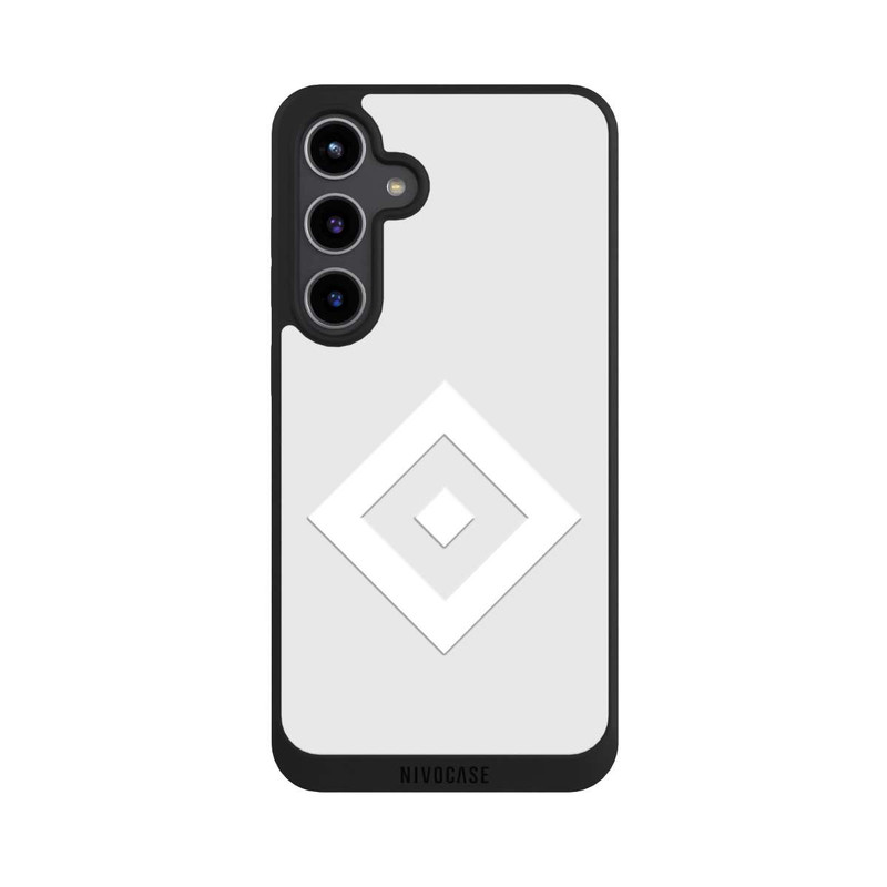 Galaxy S24 + NIVOpure Logo en forme de losange sur fond gris HSV