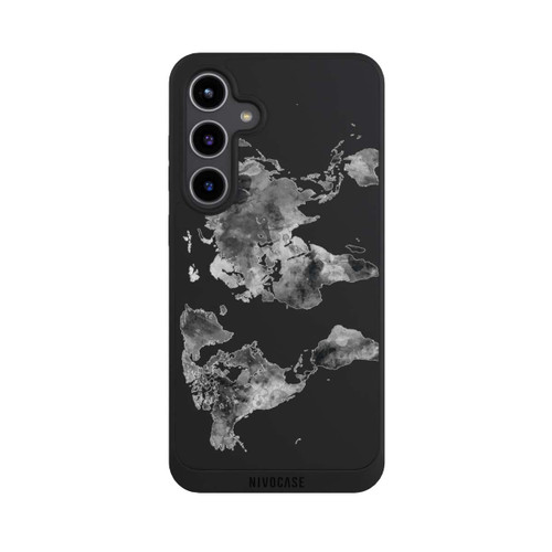 Samsung Galaxy S24+ NIVOpure Carte du monde noire transparente
