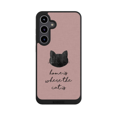 Samsung Galaxy S24+ NIVOpure Home Is Where The Cat Is - Noir sur rose
