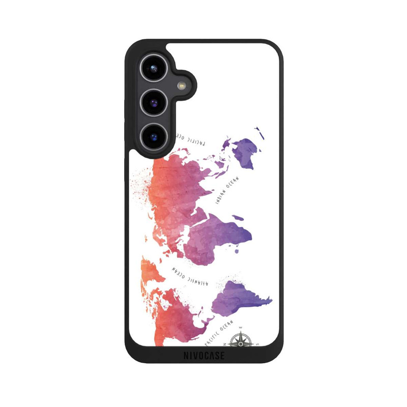 Galaxy S24 + NIVOpure Carte du monde aquarelle blanche