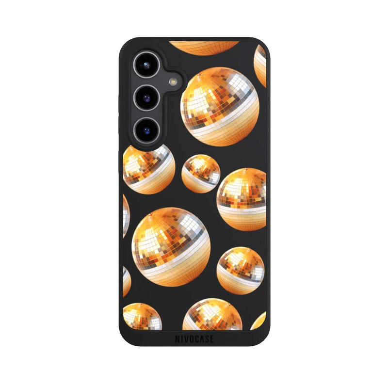 Galaxy S24 + NIVOpure Disco Ball Party Gold Orange Transparent with AI