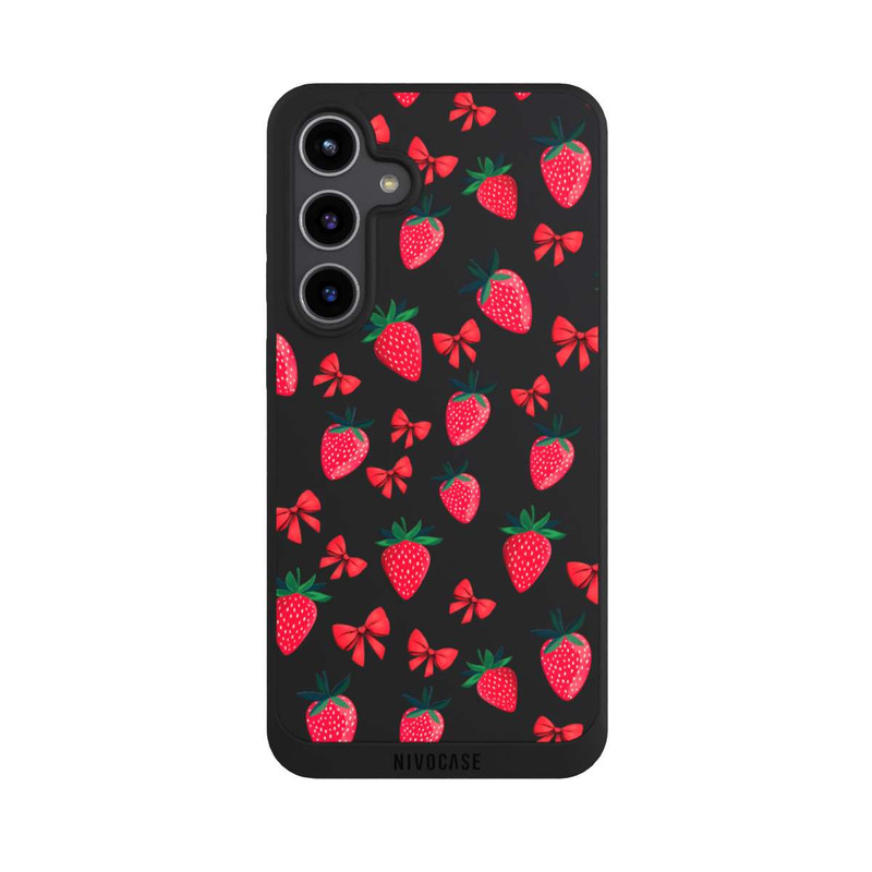 Galaxy S24 + NIVOpure Strawberry Heart Ribbon Pattern Transparent