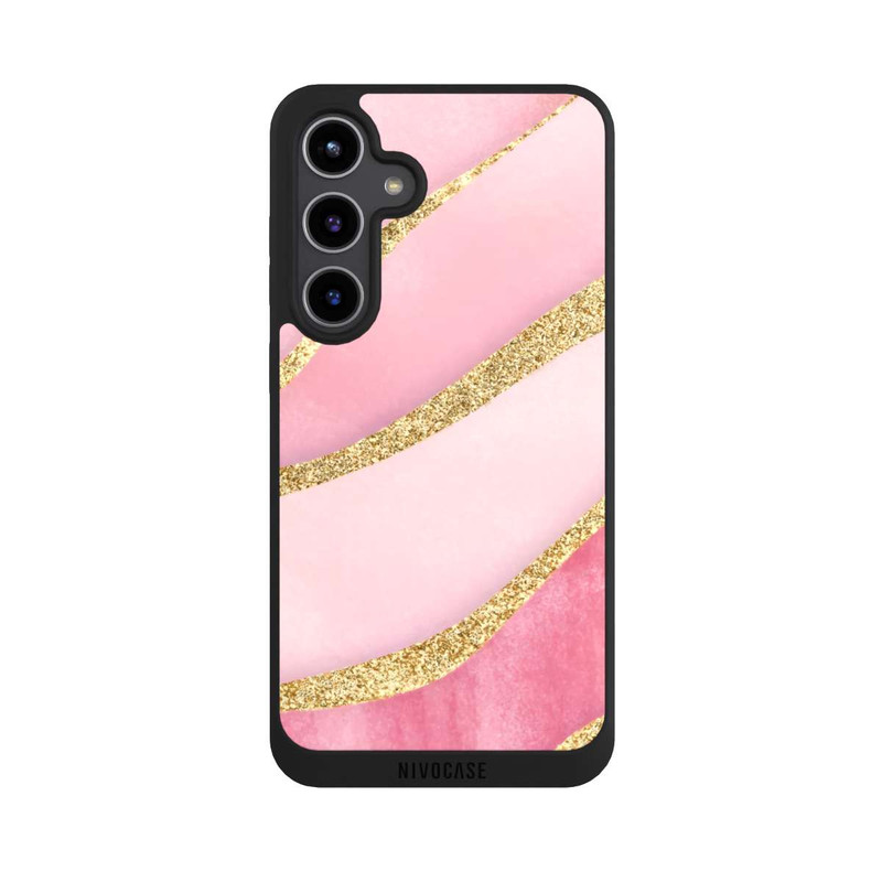 Galaxy S24 + NIVOpure Pink Marble Goldprint Stripes