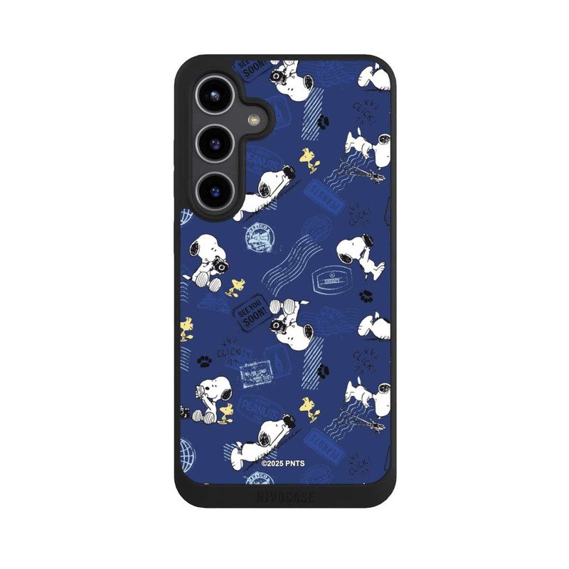 Galaxy S24 + NIVOpure Peanuts Travel Stamps Pattern Blue