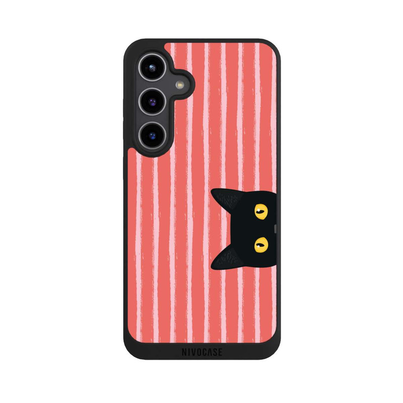 Galaxy S24 + NIVOpure Black Cat on Orange Stripes