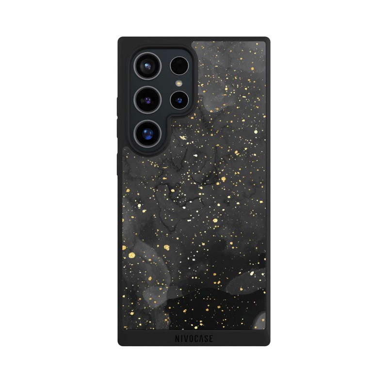 Galaxy S24 Ultra NIVOpure Glitzernder Marmor-Schwarz-Gold-Look