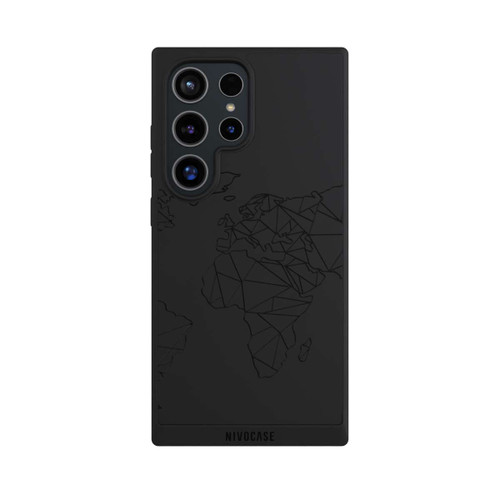 Samsung Galaxy S24 Ultra NIVOpure Polygon Weltkarte Schwarz ohne Hintergrund