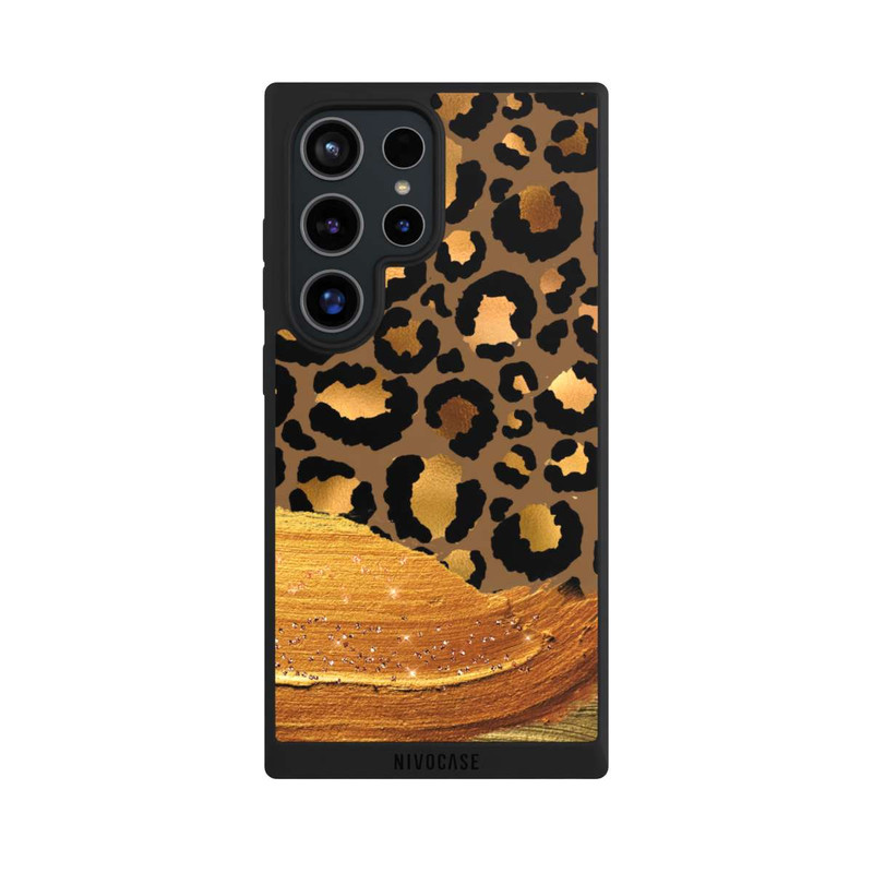 Galaxy S24 Ultra NIVOpure Dunkelgoldener Leoparden Glitzerlook