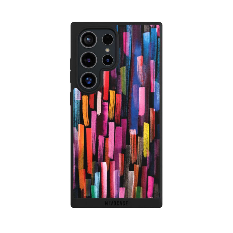 Galaxy S24 Ultra NIVOpure Coups De Pinceaux Colorés Noir