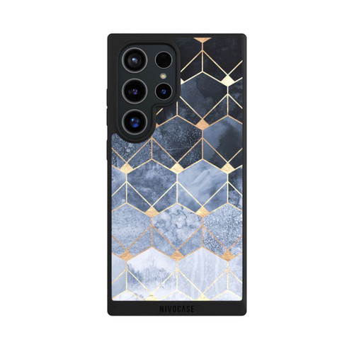 Samsung Galaxy S24 Ultra NIVOpure Blue Hexagons And Diamonds Gold Print