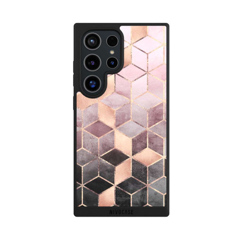 Samsung Galaxy S24 Ultra NIVOpure Pink Grey Gradient Cubes Print