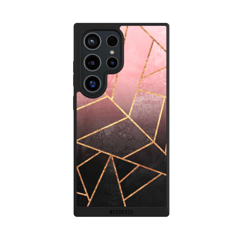 Galaxy S24 Ultra NIVOpure Pinker und Schwarzer Stein Gold Druck
