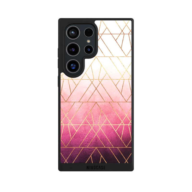 Galaxy S24 Ultra NIVOpure Pink Ombre Dreiecke Golddruck