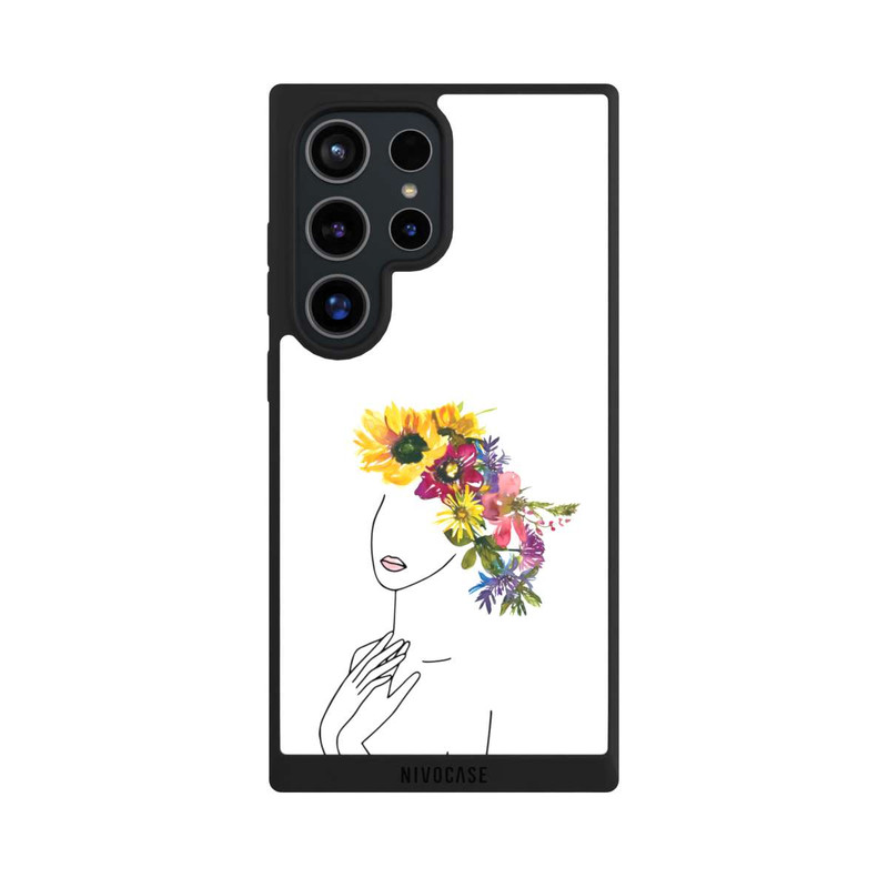 Galaxy S24 Ultra NIVOpure Line Art femme et couronne de fleurs